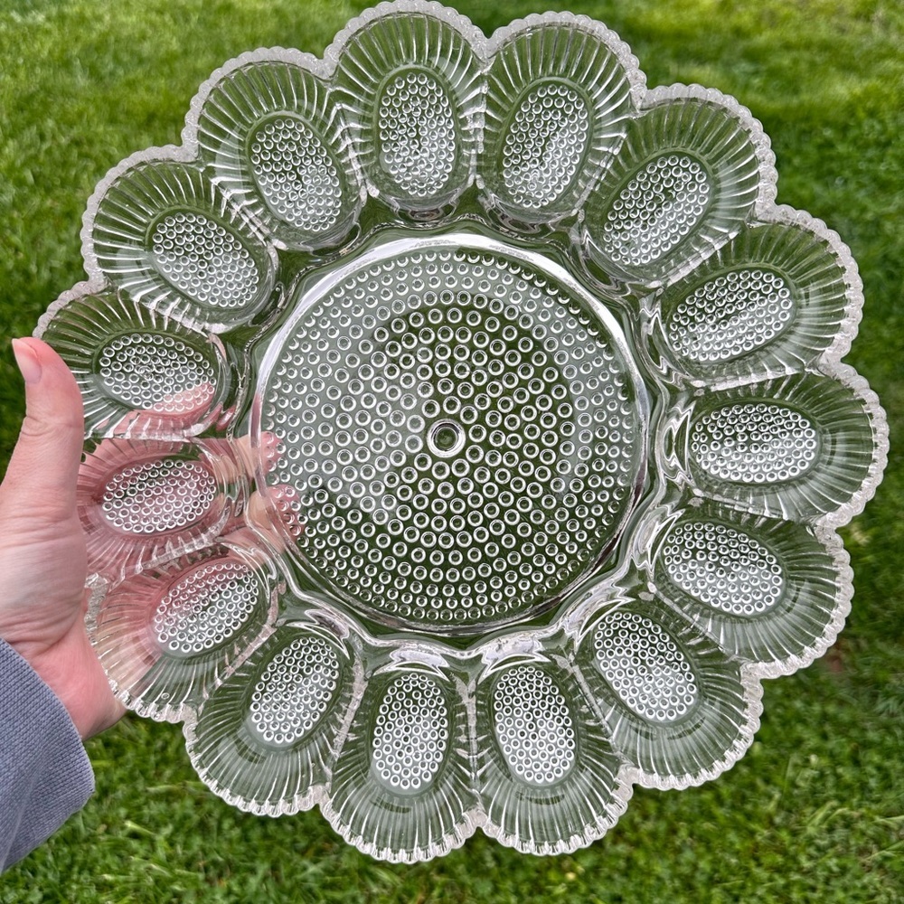 Vintage Indiana Glass Co. Hobnail Egg Platter - Picture 6 of 6